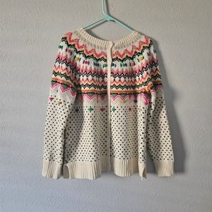 Talbots Faire Isle Carnival Pom Pom Multicolored Wool Blend Sweater